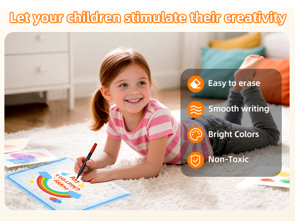 Easy to erase Smooth writing Bright colors Non-Toxic