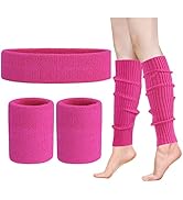 Leg Warmers for Women 80s Headband Wristbands Neon Leg Warmers Set for Sport Yoga - 80s Workout C...