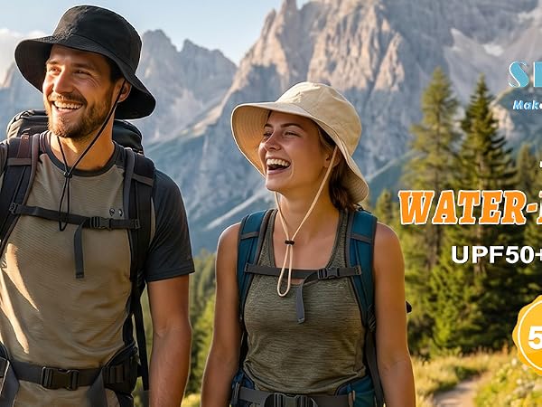 waterproof bucket hat Sun UPF50+ Packable Brimmed for Women Men Lightweight Hiking Outdoor Cap