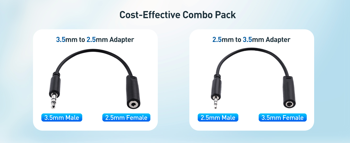 Combo-Pack 2.5mm and 3.5mm Headphone Adapter Kit