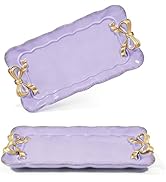 Wowagoga 2 PCS Vintage Decorative Tray Jewelry Tray Storage Tray Purple Decorative Organizer for ...