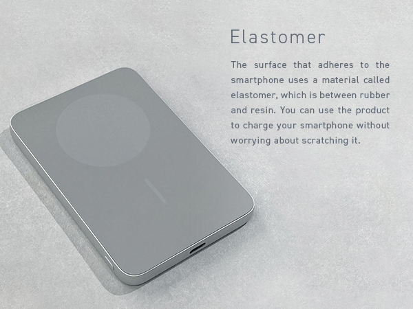 Soft elastomer surface protects your phone from scratches during secure magnetic charging.