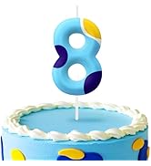 Blue Dog Paw Birthday Candle, Birthday Cake Decorations, Number 8 Cake Cupcake Topper for Boys Gi...
