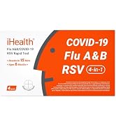 iHealth Flu A/B, COVID-19 & RSV 4-in-1 Antigen Rapid Test, Results in 15 Minutes, FDA Authorized ...