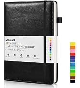 Leather Lined Journal Notebook for Writing, A5 100 GSM Thick Paper, Hardcover Journal for Men Wom...