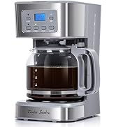 Taylor Swoden 12-Cup Programmable Coffee Maker, Regular & Strong Brew Drip Coffee Machine for Hom...