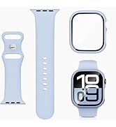 Silicone Band with Case Compatible with Kids Apple Watch Band, Soft Sport Strap and Protective Co...