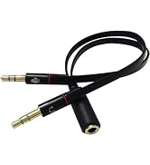 WsjiaboFux Black Cable and Adapter 3.5mm AUX Audio Mic Splitter Cable Earphone Headphone Adapter ...
