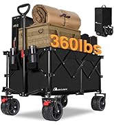 MOON LENCE Large Collapsible Foldable Wagon Cart, 220L Heavy Duty Folding Utility Wagon with All-...