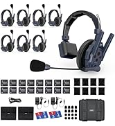 SYNCO XTALK Master 8 Users Wireless Intercom Headset System, A/B Team Selected Full Duplex Interc...