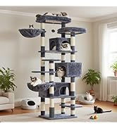 Hey-brother Cat Tree, 74 inches Multi-Level XL Large Cat Tower for Indoor Cats with Three Cat Con...