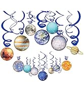 Space Hanging Decor, HADEEONG Solar System Hanging Swirl Party Supplies Space Happy Birthday Bann...