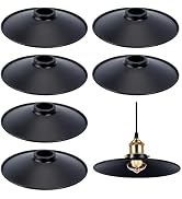 TWINKLEMON 6PCS Black Metal Lamp Shade E26/E27 Industrial Pendant Light Shade Vintage Chandelier ...