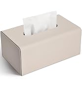 KINGFOM Tissue Box Cover, PU Leather Rectangular Tissue Box Holder with Magnetic Bottom Cover for...