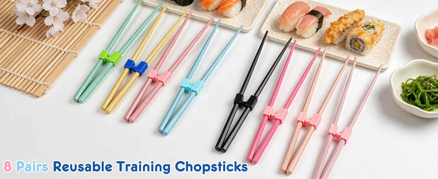 8 Pairs Reusable Training Kid Adult Chopsticks