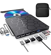 External CD/DVD Drive for Laptop, DVD Player for Laptop with Carrying Case, 8 in 1 USB 3.0 Ultra-...