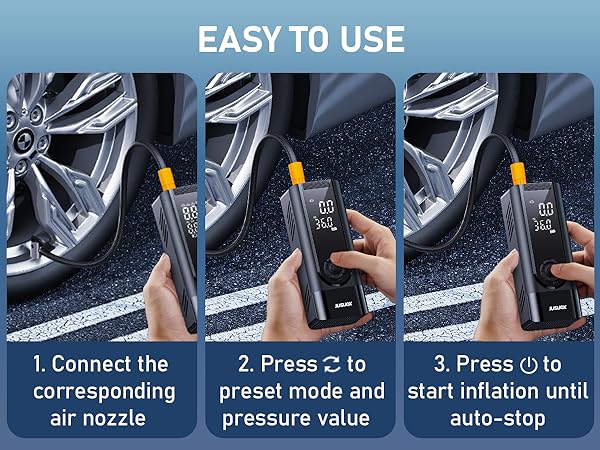 JUSUOX Tire Inflator Portable Air Compressor Easy to Use