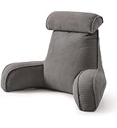 Ailuteie Reading Pillow for Sitting Up in Bed, Sofa & Floor – Corduroy Backrest Pillow with Arms,...
