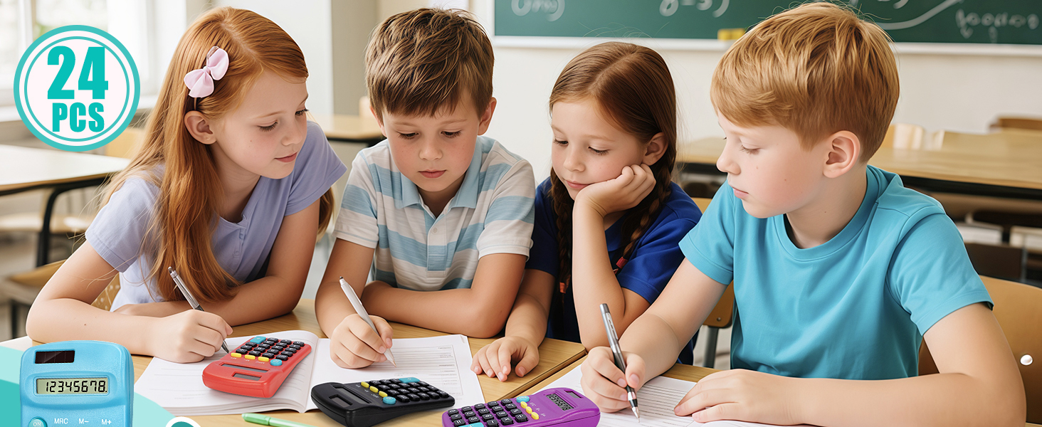 24 Pieces Pocket Size Calculators(Multicolor)