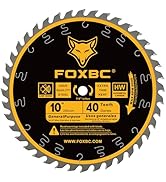 FOXBC 10 Inch Ultimate General Purpose Table Saw Blade, 40-Tooth Wood Cutting, 5/8-Inch Arbor