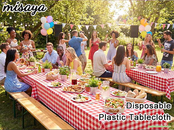 misaya disposable red and white plaid tablecloth