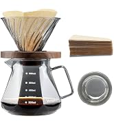 Mongdio Pour Over Coffee Maker, 20 oz High-Heat Borosilicate Glass Coffee Maker with 100pcs V60 P...