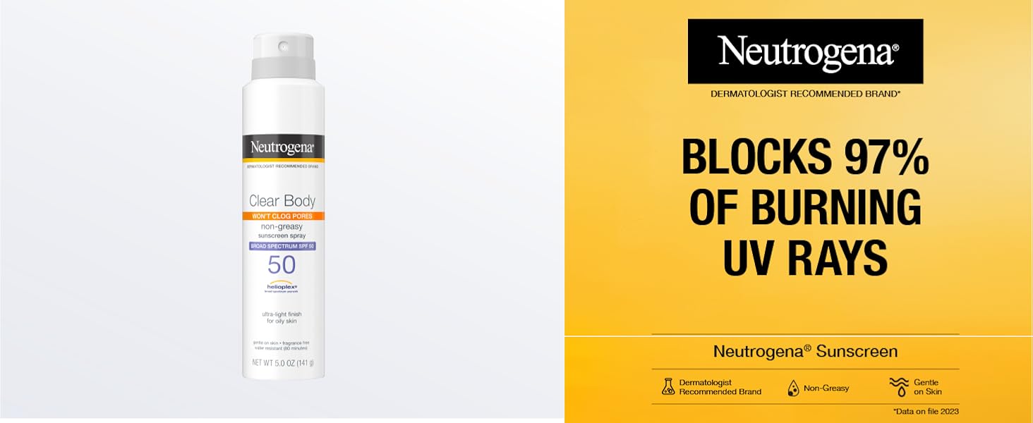 Neutrogena sunscreen, Clear body spray sunscreen, sunscreen spray