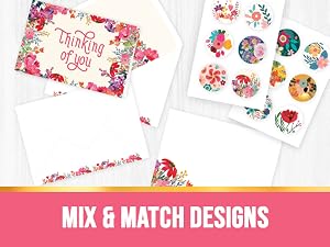 Mix and match the pack of encouragement cards with envelopes with stickers seals.