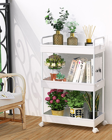 Rolling Storage Cart 3 Tier Utility Cart Mobile Slide Out Organizer Bathroom