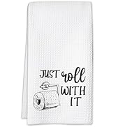 Sahjzk Funny Bathroom Hand Towels, Just Roll with It, Decorative Funny 16x24 Waffle Weave Hand To...