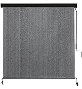 Amagenix Premium Outdoor Roller Shades 8'(W) x 8'(H), Exterior Cordless Patio Shades Roll up Outd...