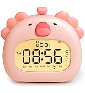 BANDIANCY Axolotl Alarm Clock for Girls Kids, Cute Pink Axolotl Desk Clock Gifts, Rechargeable, 3...