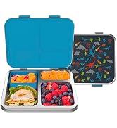 Bentgo Kids Stainless Steel Prints Leak-Resistant Lunch Box 3 Compartments with Bonus Silicone