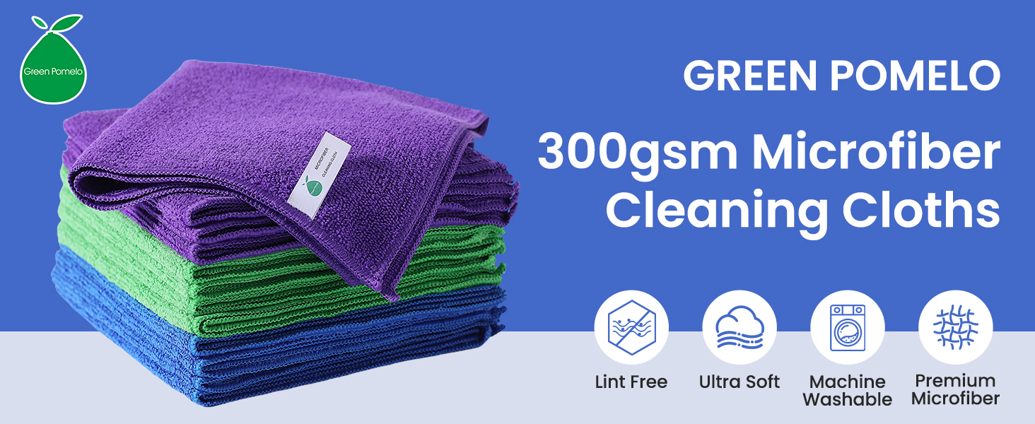 12 Pack Microfiber Cleaning Cloths,16"x16" Microfiber Towels for Cars Towels,300GSM Absorbent