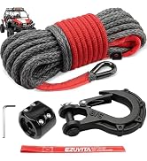 EZUVITA 1/4" x 50ft Synthetic Winch Rope Kit | 10,000LBS Winch Cable with Protective Sleeve, 13,5...