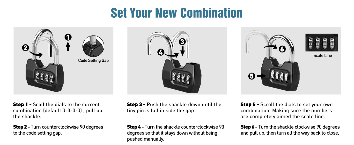 set your new combination