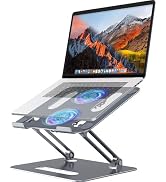 YICOSUN Adjustable Laptop Cooling Stand with 2 Quiet Fans & RGB Lighting, Aluminum Alloy & Foldab...