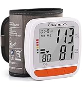 LotFancy Wrist Blood Pressure Monitor, Adjustable Cuff (4.9”-8.1”), 2 Users, 180 Reading Memory, ...