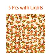 BLEUM CADE 5 Pcs 41Ft Flower Garland Artificial Rose Vines with 32.8Ft String Lights, Fake Flower...
