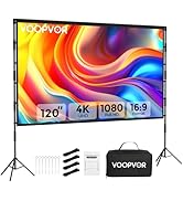 Outdoor Projector Screen with Stand: VOOPVOR 120 inch Portable Projector Screen Indoor - Upgraded...
