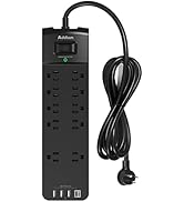 Power Strip - Addtam Surge Protector with 10 Outlets and 4 USB Ports, 6 Feet Extension Cord with ...