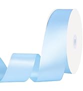 Blue Ribbon 1 1/2 Inch 60 Yards Double Faced Light Blue Ribbon Baby Blue Satin Ribbons for Baby B...