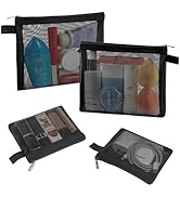 besharppin 4 Pack Mini Cosmetic Bags, Nylon Mesh Makeup Bag with Zipper for Home Office Purse Mul...