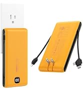 VEEKTOMX Portable Charger with Built in Cables 10000mAh, Power Bank for iPhone with Wall Plug, Tr...