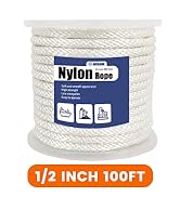 Meriane Nylon Rope 100 Ft 1/2 Inch – Multipurpose Tightly Braided Rope – Abrasion & UV Resistant ...