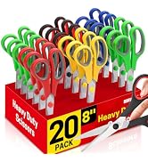 BURVAGY 8" 20 Pack All Purpose Heavy Duty Scissors- Comfort-Grip Sharp Scissors for Office School...