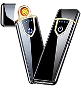 Electronic Lighter, Electric Lighter Windproof USB Rechargeable Slim Coil Lighter with Smart Fing...