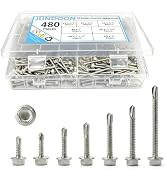 480pcs #8 Self-Tapping Screws for Metal, Wood, Plastic - 7 Size Kit 410 Stainless Steel Sheet Met...