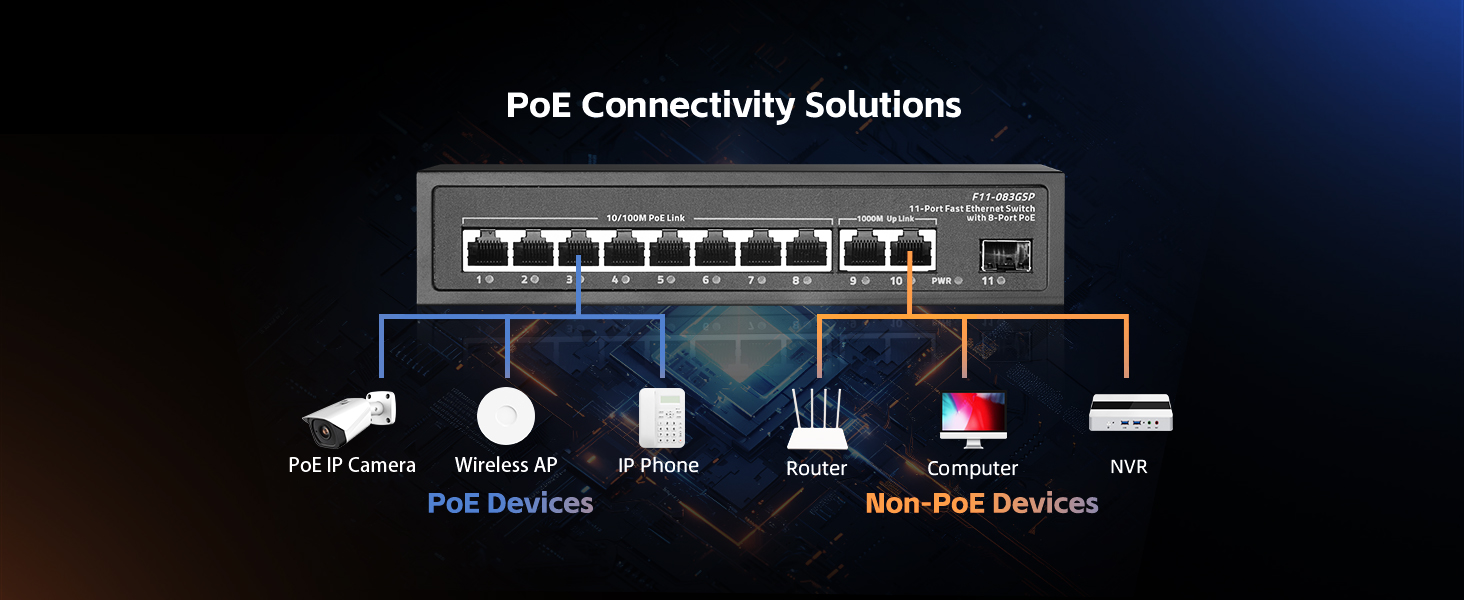 11-Port Fast Ethernet PoE Switch