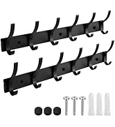 Coat Rack Wall Mount, 2 Pack Coat Hooks Hanger Wall Double Hook Rack Rail Towel Hat Rack Entryway...